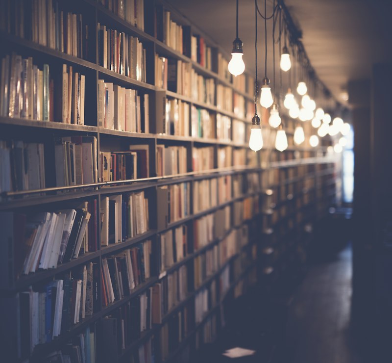 Library shelves full of books